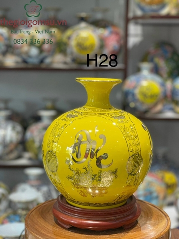 Bình hút Tài Lộc " Phúc - Đức - Tài - Lộc "nền vàng đại cát