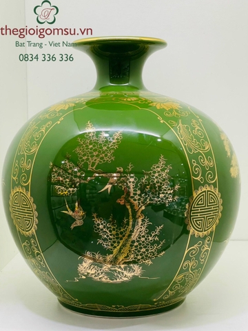 Bình hút Tài Lộc Tứ Cảnh nền xanh diệp lục bảo