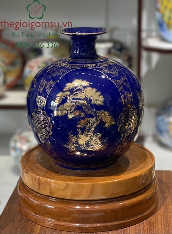 Bình hút Tài Lộc Tứ Cảnh "Tùng - Cúc - Trúc - Mai" nền màu đại thanh