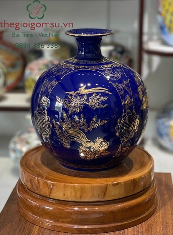 Bình hút Tài Lộc Tứ Cảnh "Tùng - Cúc - Trúc - Mai" nền màu đại thanh