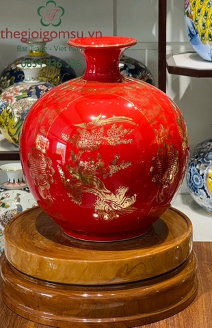 Bình hút Tài Lộc Tứ Cảnh " Xuân - Hạ - Thu - Đông " nền màu huyết dụ