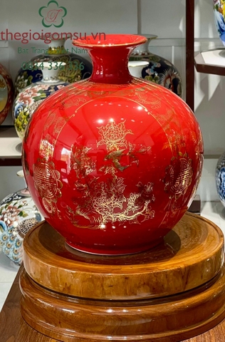 Bình hút Tài Lộc Tứ Cảnh " Xuân - Hạ - Thu - Đông " nền màu huyết dụ