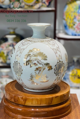 Bình hút Tài Lộc Tứ Cảnh 'Xuân - Hạ - Thu - Đông" nền trắng ngọc