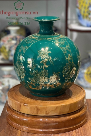 Bình hút tài Lộc "Xuân - Hạ - Thu - Đông' nền xanh lục bảo