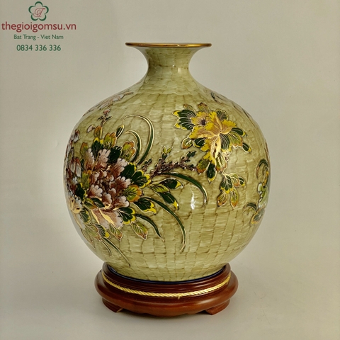 Bình Hút Tài Lộc "Phú Quý Trường Xuân" màu gại nổi vẽ vàng 24k