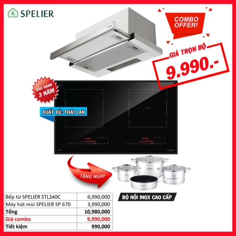 Combo 1: Bếp từ Spelier STL 240C và Máy hút mùi Spelier SP 670