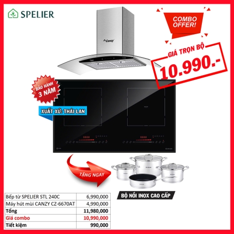 Combo 2: Bếp từ Spelier STL 240C và Máy hút mùi Canzy CZ-6670AT