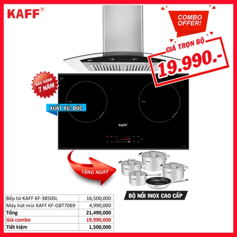 Combo 21: Bếp từ KAFF KF-3850SL và Máy hút mùi KAFF KF-GBT7069
