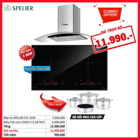 Combo 3: Bếp từ Spelier STL 530S và Máy hút mùi Canzy CZ-6670AT