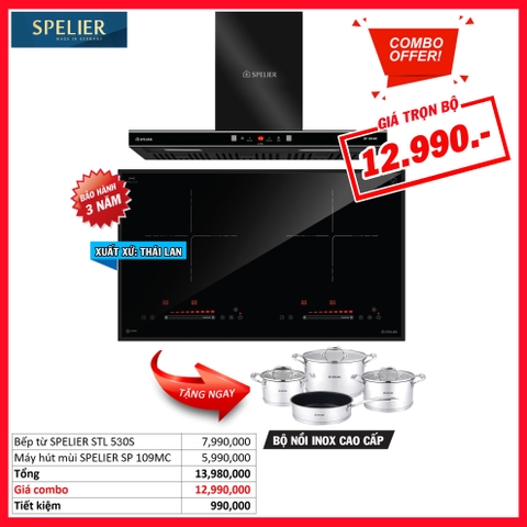 Combo 4: Bếp từ Spelier STL 530S và Máy hút mùi Spelier SP 109MC