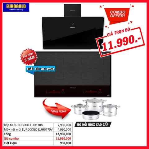 Combo 7: Bếp từ Eurogold EUH1188 và Máy hút mùi Eurogold EUH0770V