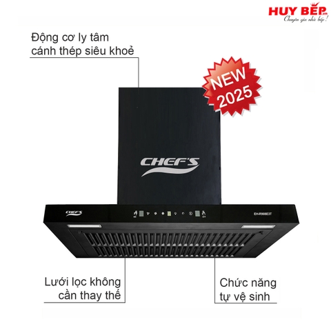 Máy hút mùi Chefs EH-R908E3T - Động cơ cánh thép - Tự vệ sinh