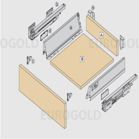 Ray hộp giảm chấn Eurogold cao cấp mở toàn phần - tải trọng 40kg