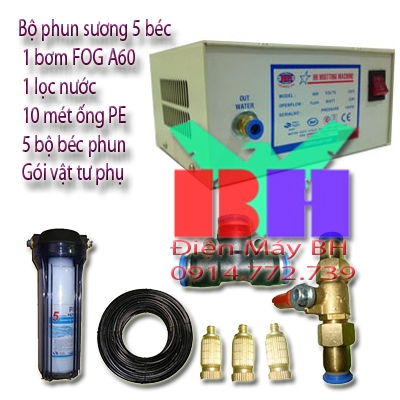 Bộ phun sương 5 béc, máy nén FOG-A60