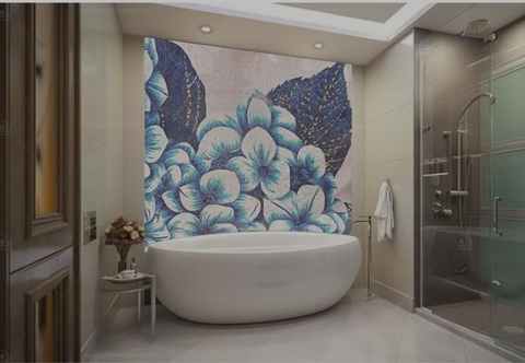 TRANH MOSAIC HOA CẨM TÚ CẦU XANH