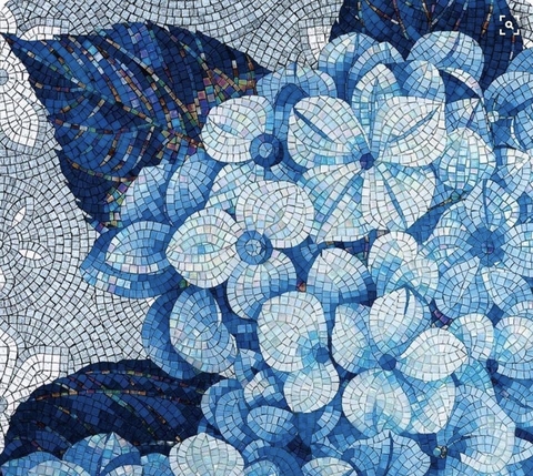 TRANH MOSAIC HOA XANH