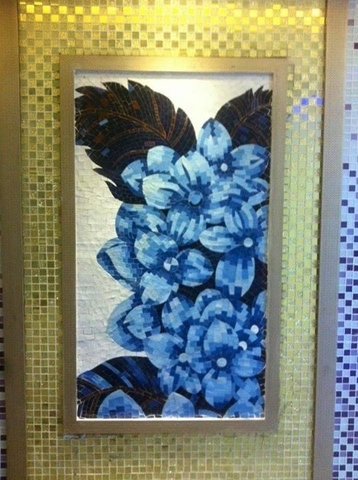 TRANH MOSAIC HOA XANH
