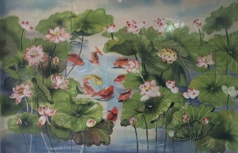 TRANH GỐM ĐẮP NỔI ĐẦM HOA SEN