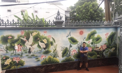 TRANH GỐM ĐẮP NỔI ĐẦM HOA SEN