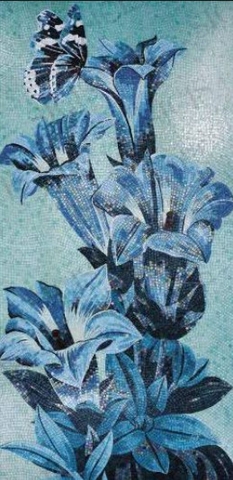 TRANH MOSAIC HOA XANH