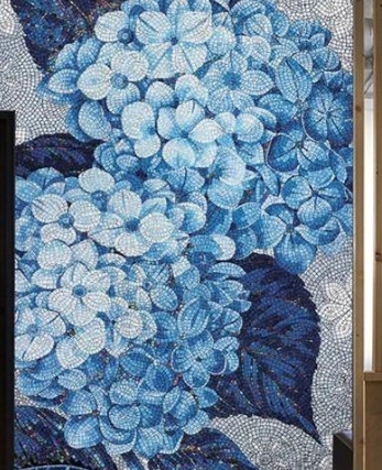 TRANH MOSAIC HOA XANH
