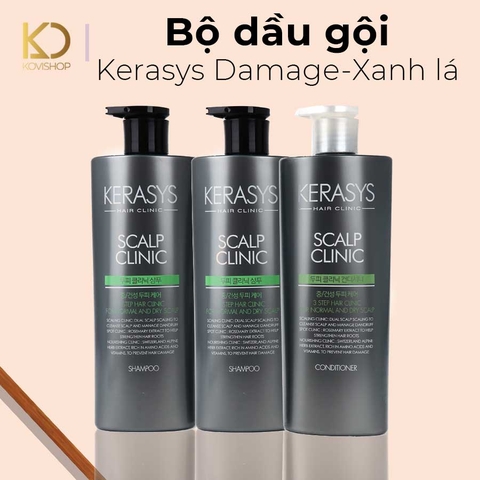 BỘ DẦU GỘI KERASYS DAMAGE XANH LÁ