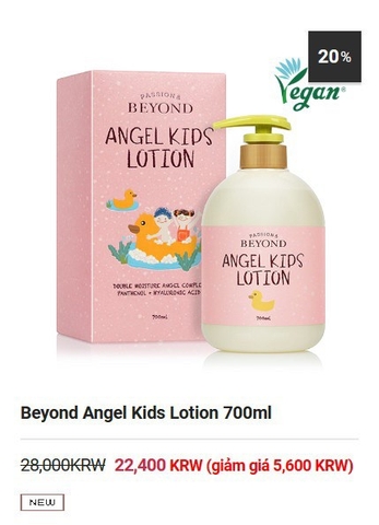 SỮA DƯỠNG THỂ BEYOND ANGEL KIDS LOTION 700ML