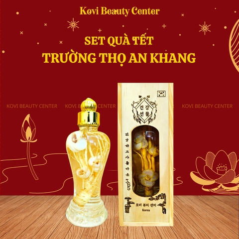 SET QUÀ TẾT TRƯỜNG THỌ AN KHANG - SET QUÀ TẾT RƯỢU HOA SÂM 2023