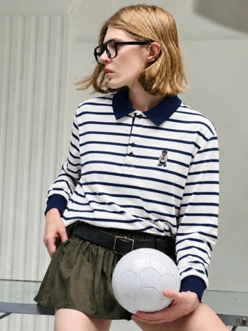 Áo TD cotton cổ nút Who.au - Sọc / L