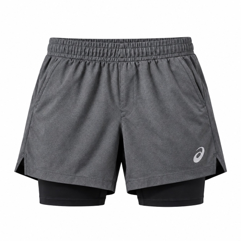 Quần short dù 2 lớp Asics - Xám / M