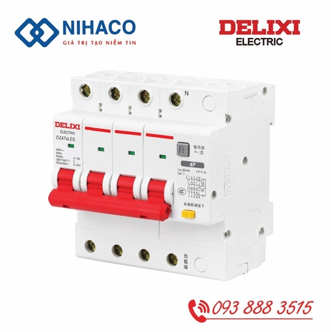 Aptomat Chống Rò Delixi DZ47sLES 4P 16A 6kA - RCBO Delixi 4 Pha