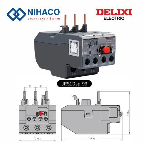Rơ le nhiệt JRS1Dsp-93 80–93A - Relay Delixi