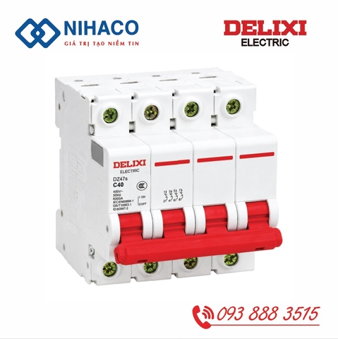 Aptomat Delixi DZ47s 4P 50A – MCB 4 Cực 6kA