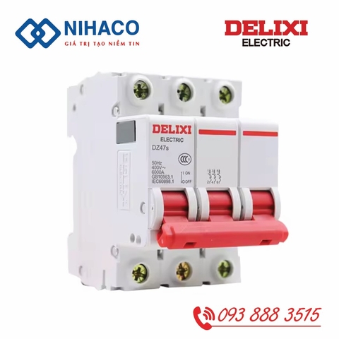 Aptomat Delixi DZ47s 3P 40A – MCB 3 pha 6kA