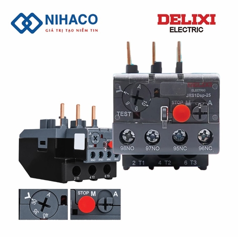 Rơ le nhiệt JRS1Dsp-25 0.1–0.16A - Thermal Overload Relay Delixi For AC Contactor