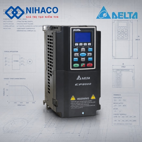 Biến Tần Delta VFD037CP23A-21 3.7kW 1 Pha 220V - Delta CP2000
