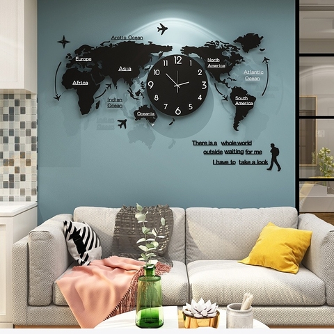 Đồng hồ treo tường bản đồ thế giới P-HOME