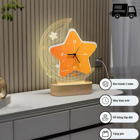 Đồng hồ để bàn P-HOME CL100 hình Trăng Sao với đèn Led