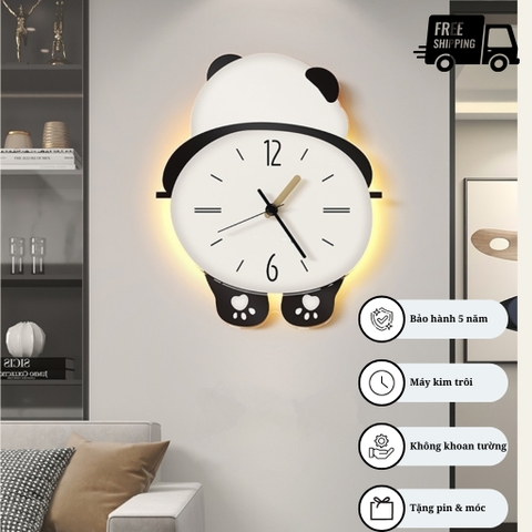 Đồng Hồ Treo Tường Gấu Panda Cute CL076 Với Đèn LED