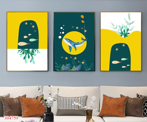 Bộ 3 tranh cá hiện đại - P304759