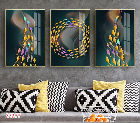 Bộ 3 tranh treo tường cá rực rỡ - P35377