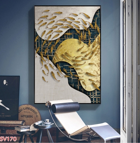 Tranh treo tường đàn cá vàng bơi - PSV170