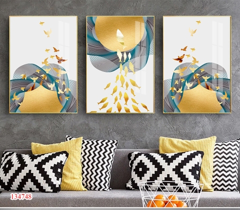 Bộ 3 tranh treo tường cá hiện đại - P134748