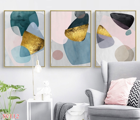 Bộ 3 tranh treo tường trừu tượng độc đáo - PSV128