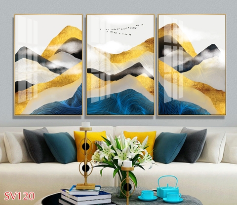 Bộ 3 tranh treo tường trừu tượng đẹp- PSV028