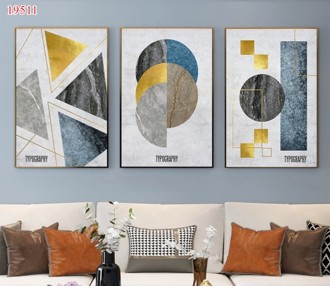 Bộ 3 tranh treo tường trừu tượng hình học - P19511