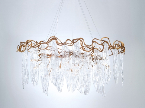 DIAMOND LIGHTING ĐÈN CHÙM SERIP PHA LÊ LEAVES HIỆN ĐẠI VÀNG TRẮNG - DCSR 907