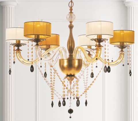 DIAMOND LIGHTING ĐÈN CHÙM THUỶ TINH CỔ ĐIỂN VÀNG TRẮNG ĐEN - DC 1352