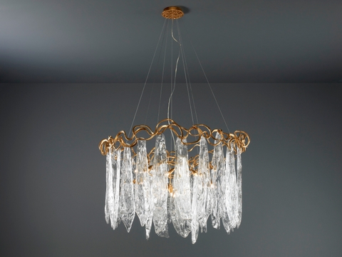 DIAMOND LIGHTING ĐÈN CHÙM SERIP PHA LÊ LEAVES HIỆN ĐẠI VÀNG TRẮNG - DCSR 922