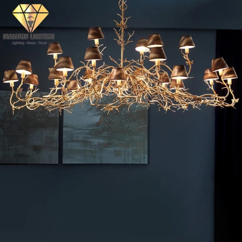 DIAMOND LIGHTING ĐÈN CHÙM SERIP ĐỒNG TÂN CỔ ĐIỂN VÀNG NÂU - DCSR 015